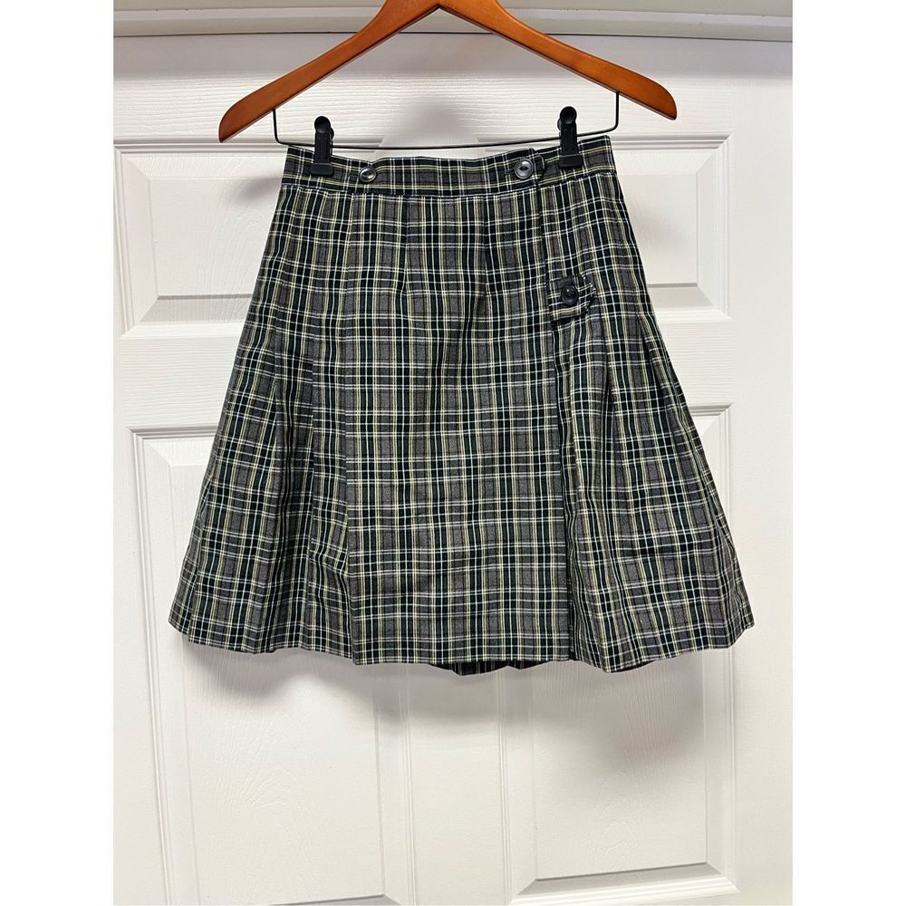 Flynn O’Hara Gray & Yellow Plaid Drop Pleat School Girl Skirt Uniform sz 14